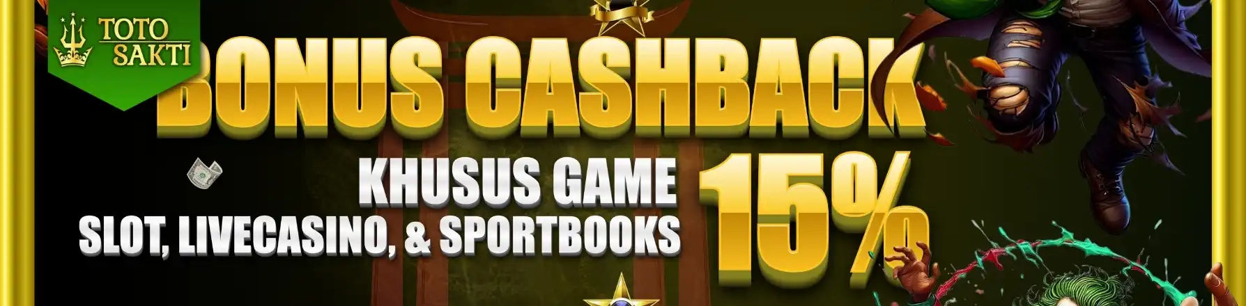 CASHBACK MINGGUAN HINGGA 15% - SLOT | LIVECASINO | SPORTBOOKS